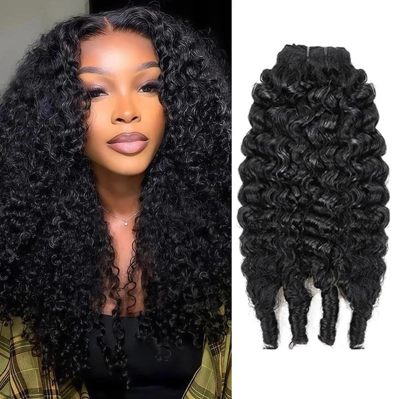 Extension per Capelli Ricci Birmani # Capelli Umani Vergini Brasiliani 1B Nero Naturale 14 Pollici per Donne di Colore