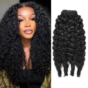 Extension per Capelli Ricci Birmani # Capelli Umani Vergini Brasiliani 1B Nero Naturale 14 Pollici per Donne di Colore