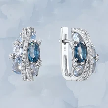 

Luxury Shimmering Blue Cubic Zirconia Stud Earrings for Women Glamorous Valentines Day Gift Anniversary Party Aesthetic Jewelry