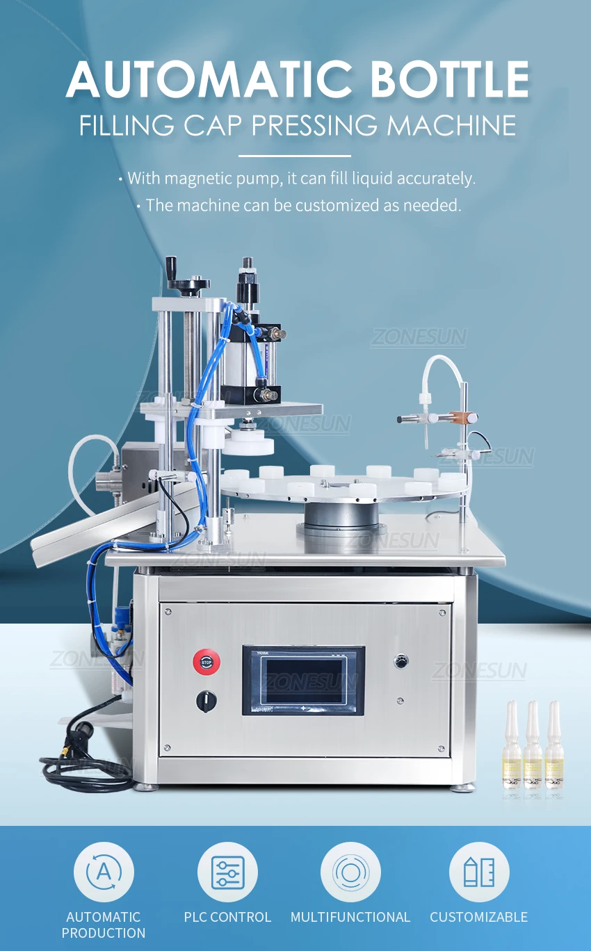 ZONESUN ZS-AFC1C Máquina automática de llenado y tapado de líquidos con bomba magnética 2 en 1