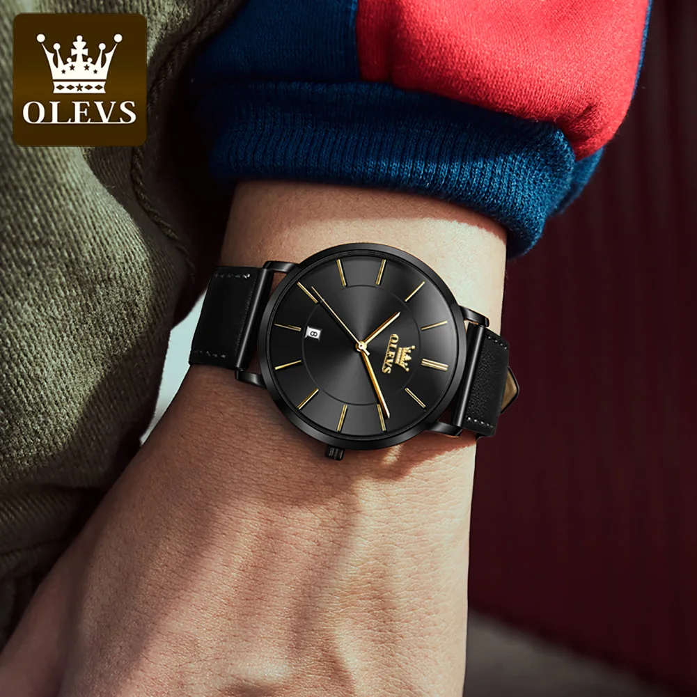 OLEVS 5869 Men's Watch Japan Quartz Movement Thin Case Fashion Waterproof Watch For Men Calendar Simple Original Male Wristwatch