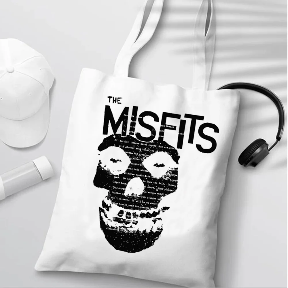 Skull Misfits Shopping Bag Handbag Tote Bag Reusable