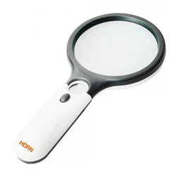 White Handheld 45X Magnifying Glass with LED Illumination for Reading and Jewelry Loupe Tasks (1PC)