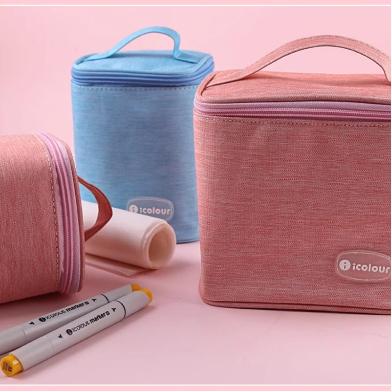 Icolour Larger Capacity Marker Pen Case Zipper Art Markers Canvas Storage Bag 36/48/60/80/168/240pcs Portable Marker Pen Holder 5