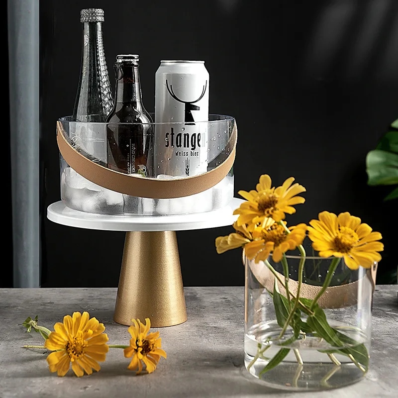 Ice Bucket Ossayi Ice Buckets Beer Wine Cooler with Handle Fruit Wash Storage Basket Party Supplies