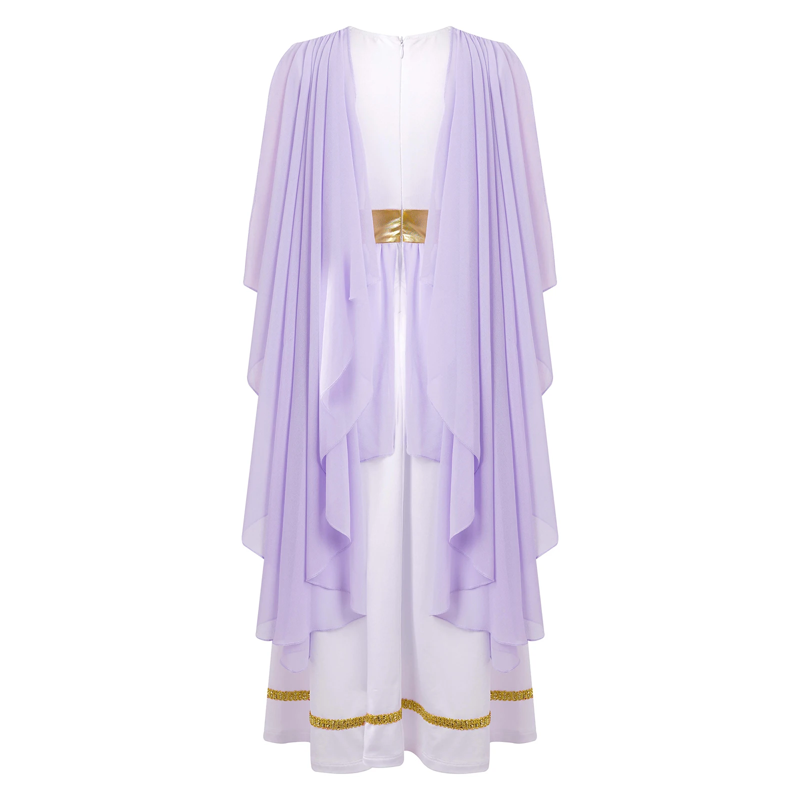 Kids Child Grecian Toga Costume Girls Roman Greek Sleeveless Flowy Tulle Gown Dress Halloween Cosplay Party Performance Costume