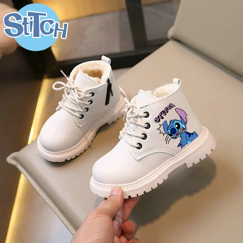Children Stitch Snow Boots Winter velvet Ankle Boots Anime Cartoon Girl Flat Bottom Warm Toddler Boys Casual Shoes casual shoes,children boots
