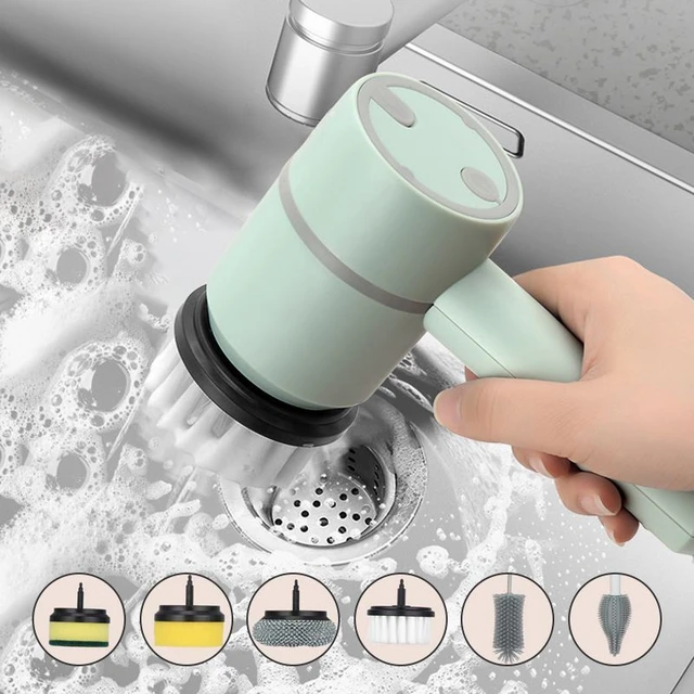 Small rechargeable spin scrubber kitchen sink dish 3 in 1 multifunctional  handheld electric cleaning brush - AliExpress