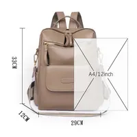 Large Capacity Solid Color Designer Women's Backpack Waterproof Wear-resistant High-quality Leather Travel Back Pack For Women 2