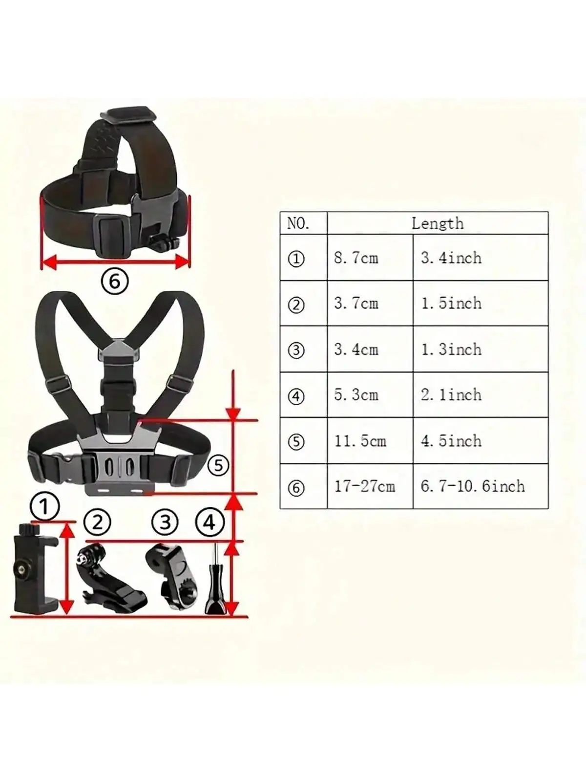 Stabilisateur de téléphone pectoral anti-vibration pour GoPro Hero 11/10/9 Insta360