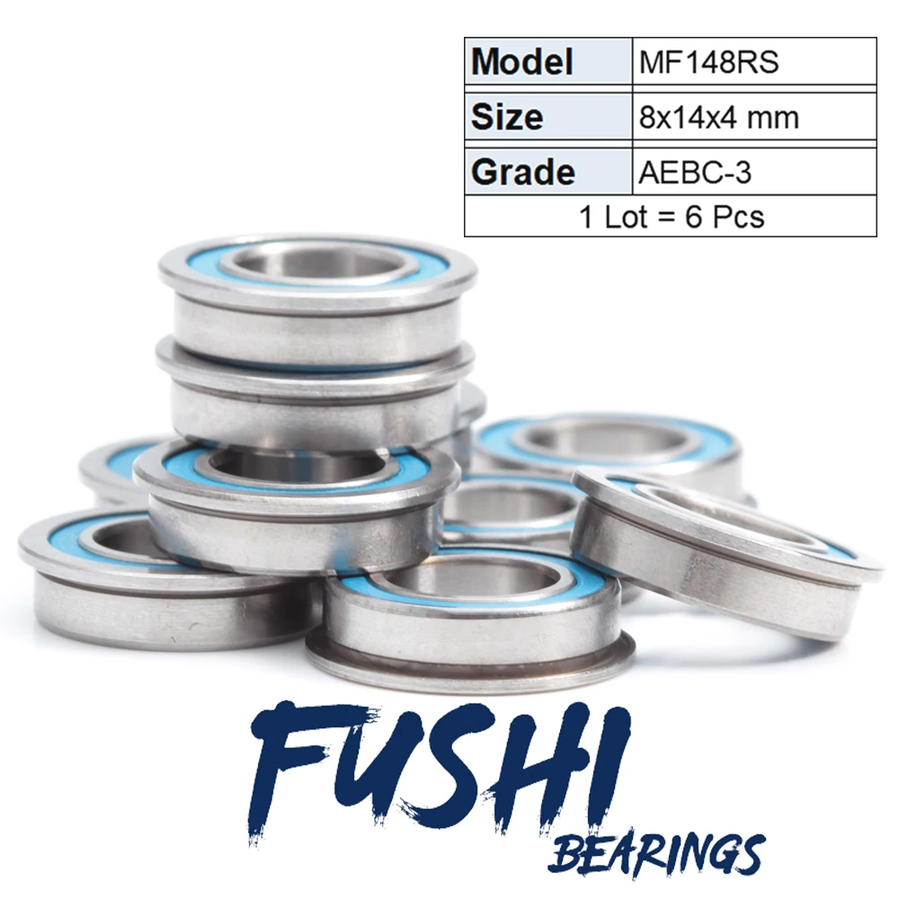 FUSHI MF148 2RS 베어링 8x14x4mm 블루 밀봉, ABEC-3 MF148RS 볼 베어링 부품 (취미용 RC 자동차 트럭), 6개 선택 가능