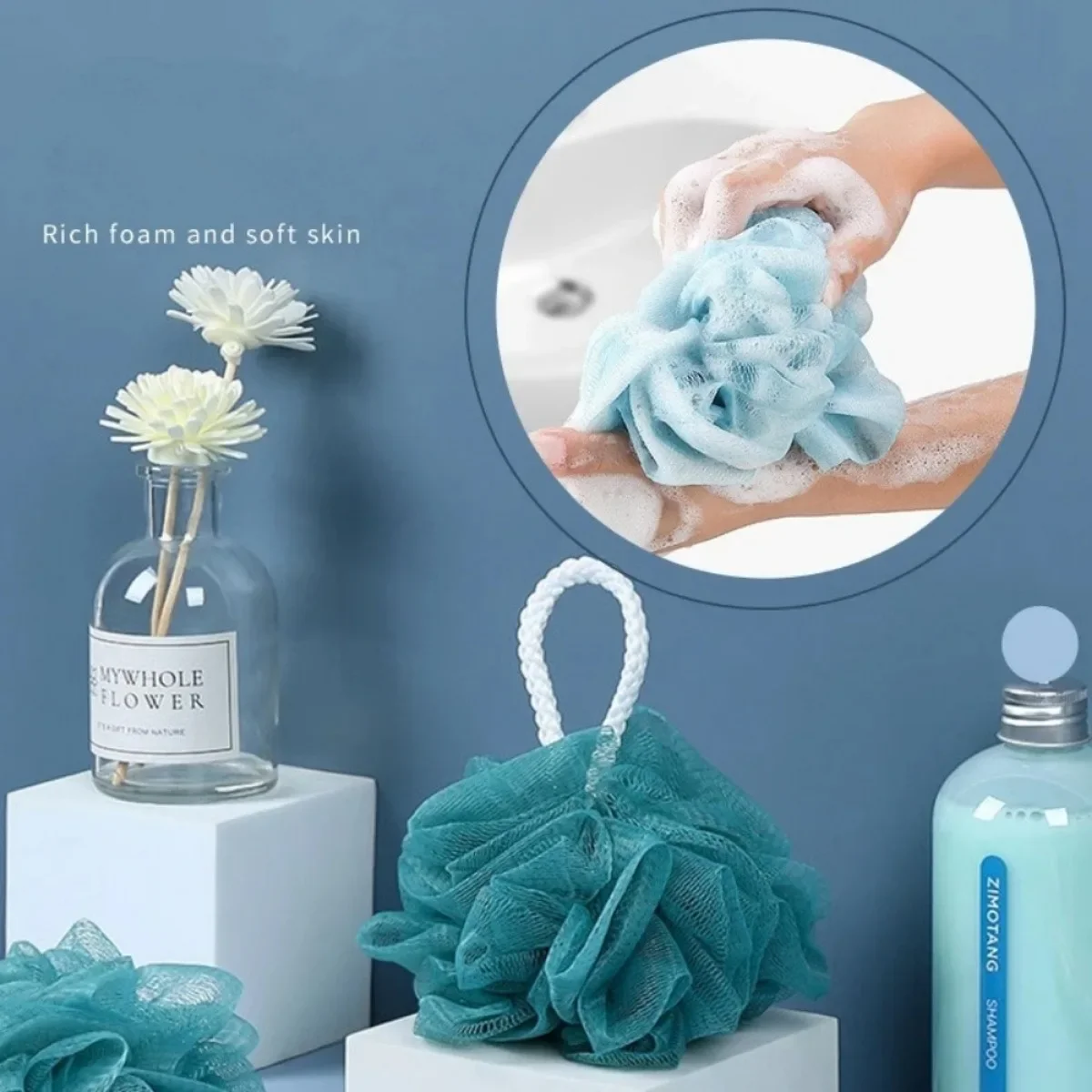 3pcs/set Body Scrubber Back Massage Exfoliating Sponge Bathroom Bath Brush Scrub Shower Brush Body Wash Scrub Bath Supplies 4