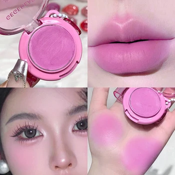 Matte Rose Purple Blush Cream Lip Cheek Multi-Use Lip Mud Lipstick Monochrome Blusher Brightening Face Easy Color Rouge Makeup 1