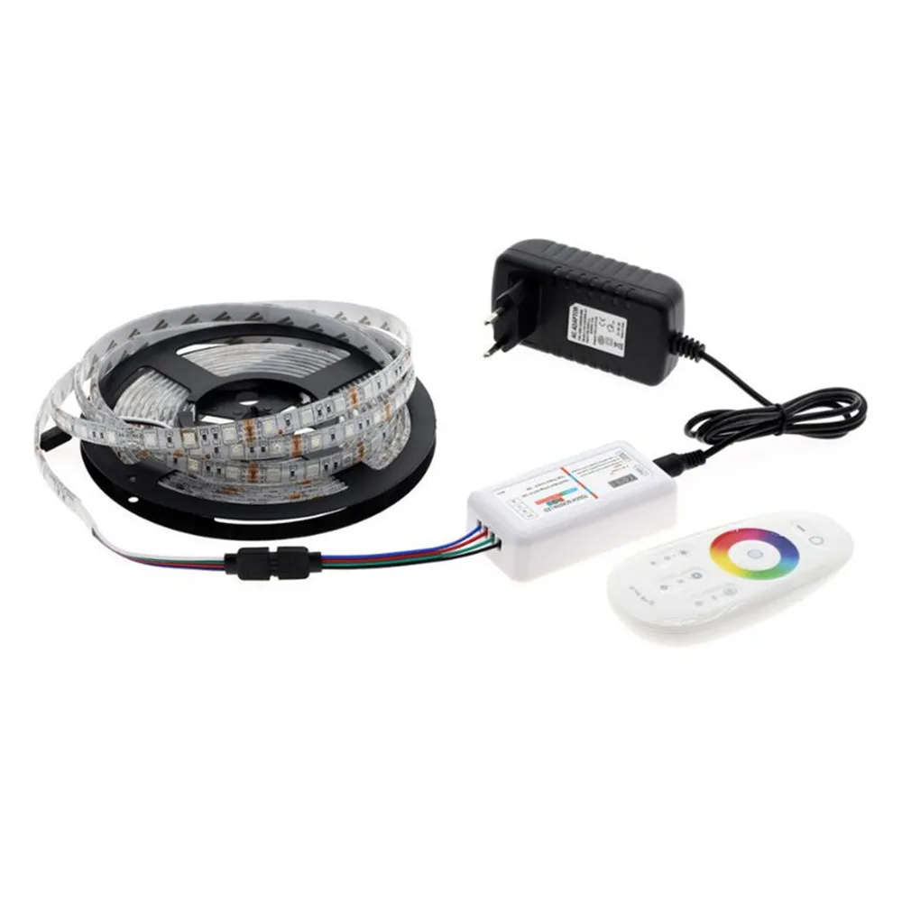 

5M SMD2835 5050 LED Strip DC12V RGB / RGBW / RGBWW Flexible Light Tape RGB Color LED Strip Set +Remote Control+Power Adapter
