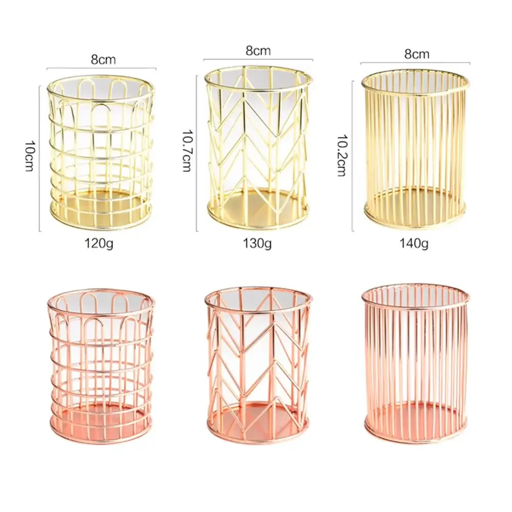 Metal Mesh Square Desktop Pencil Holder Makeup Sorting Storage Organizer Black Silver Gold Holder Stationery Supplies Basket 6