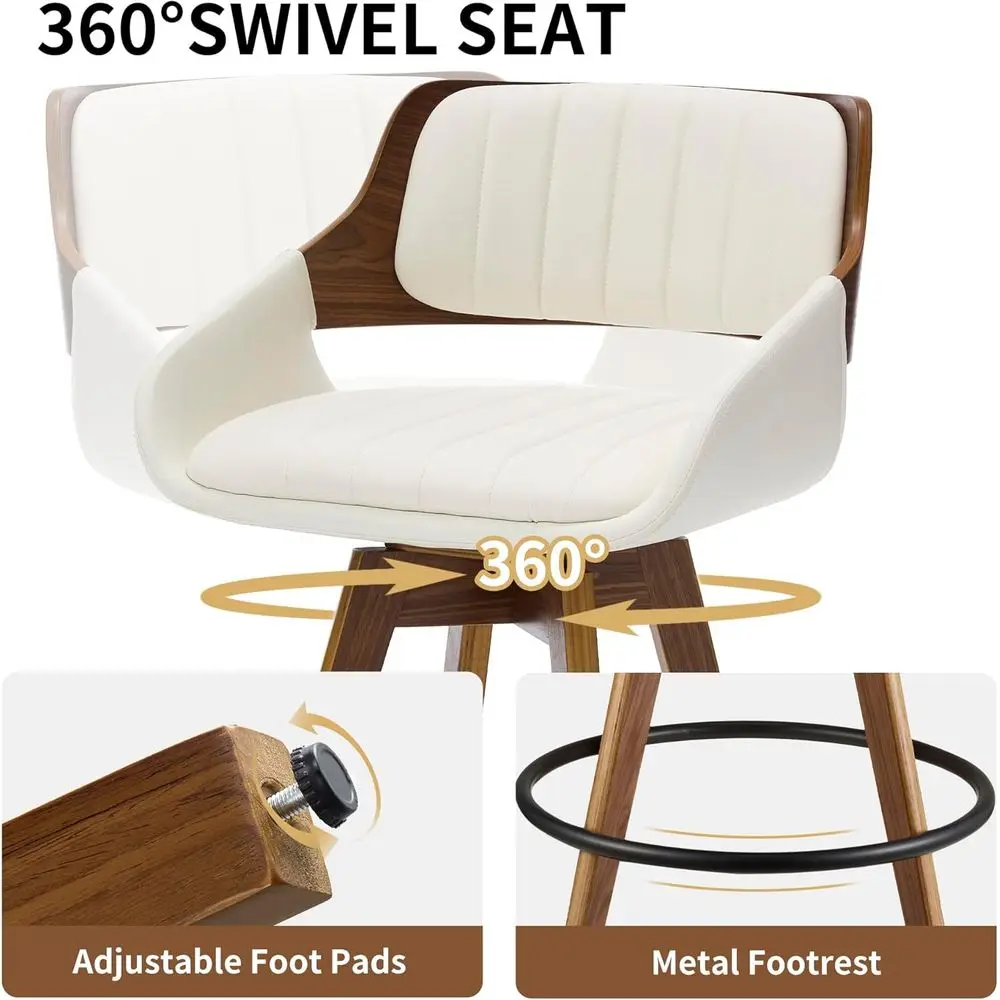 Arvello Walnut Swivel Bar Stool with armrests