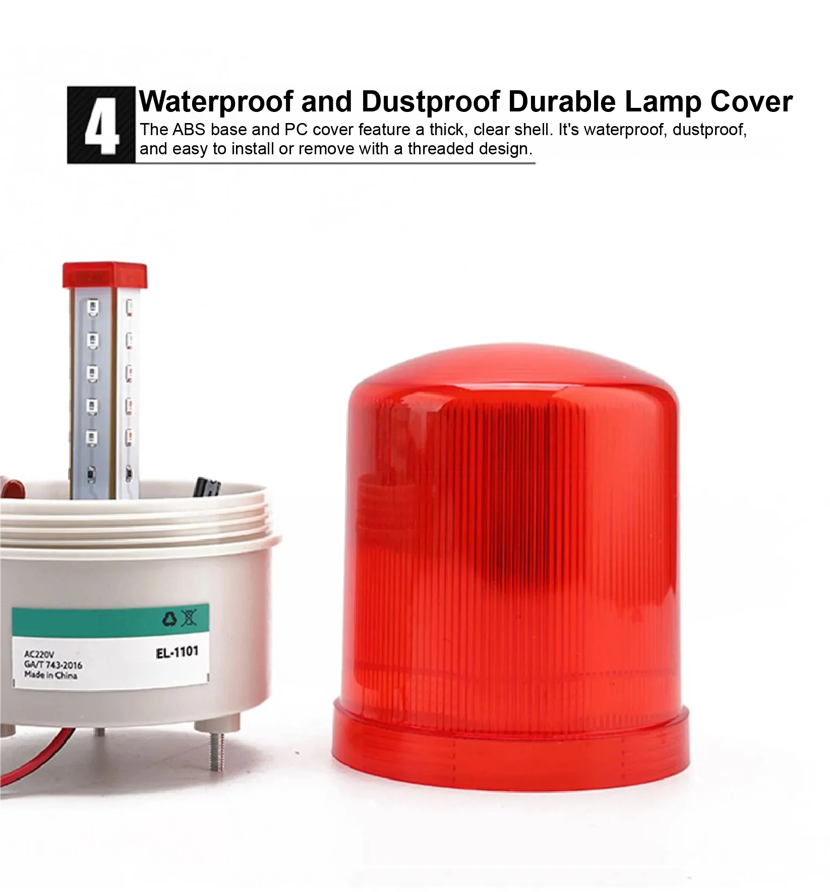 EL-1101J-R LED Warning Light Industrial Beacon Rotating Strobe Signal Lamp Audib