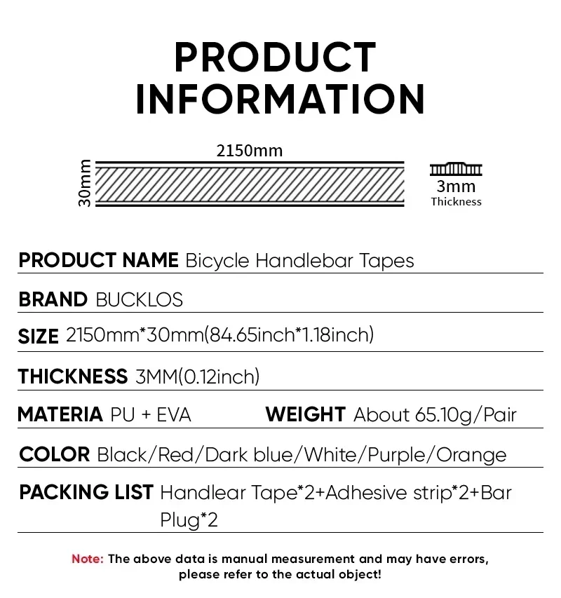 Description Picture 3 of itemBUCKLOS Road Bike Handlebar Tape Gravel Bicycle Handle Belt Straps EVA PU Tape Anti-Vibration Racing Cycling Handlebar Tape Cork