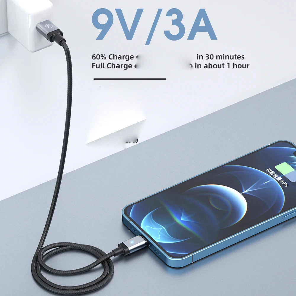 High-Speed Magnetic USB-C Charging Cable with 65W Power Delivery