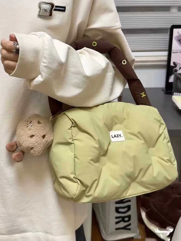 Women Soft Pillow Bag Fashion Bag Shoulder Brief Winter Down Purse Handbag