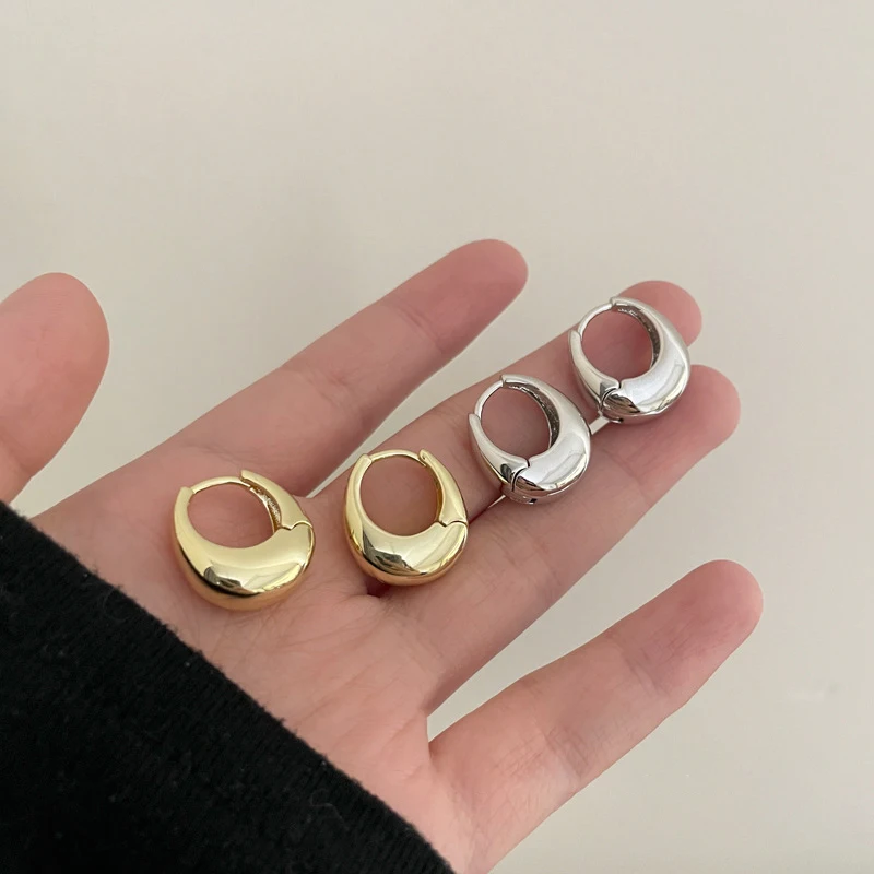 Metallic Punk Oval Hoop Earrings