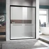 Shower Door 56-60 in W X 72 in H, Black Sliding Shower Glass Door Adjustable Semi Frameless Shower Door 2