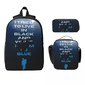 B-Billies E-Eilishing Kids Backpack Lunch Box Pencil Boxes for Boys Girls Backpacks School bag Bookbag Set 1
