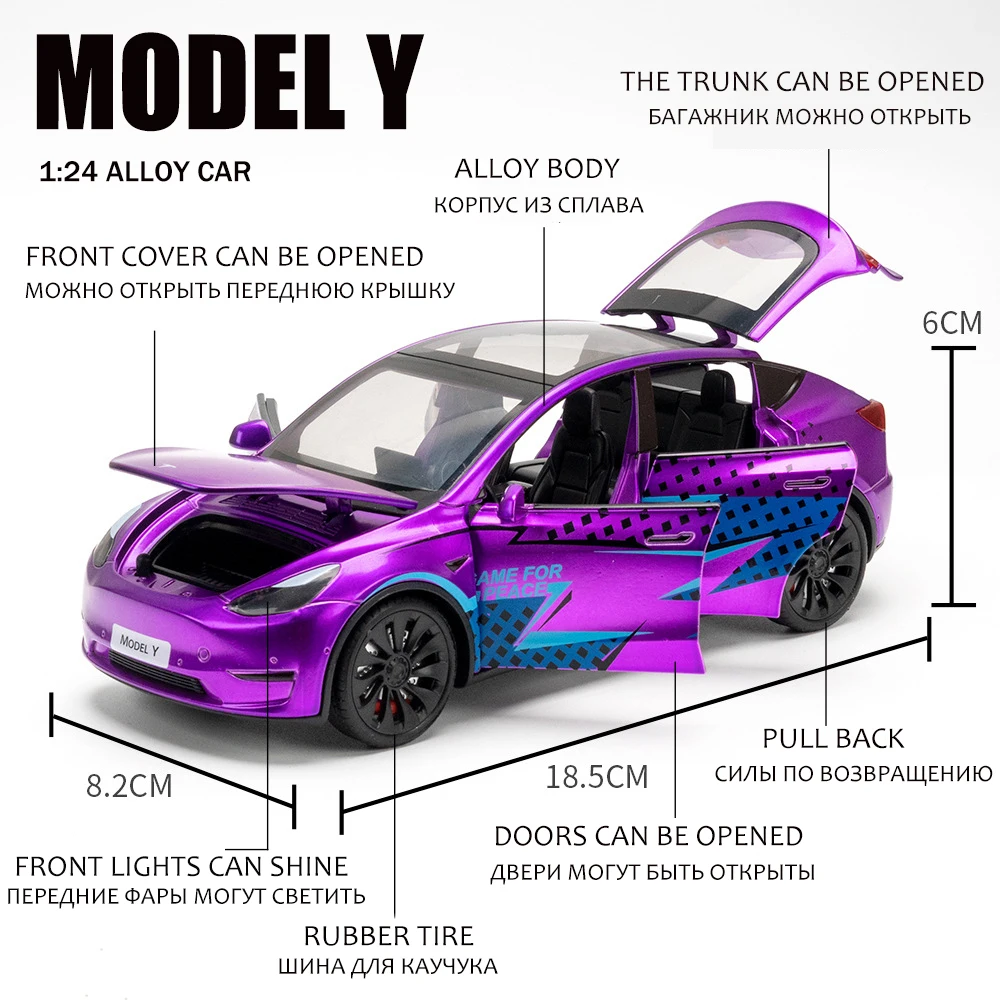 1:24 Simulation for Tesla MODEL Y SUV Alloy Cars Toy Diecasts Vehicles Metal Model Car Decoration for Kids Gift Toy 4