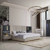 Ensemble de meubles de chambre à coucher modernes de luxe en gros de Chine, lit double king size avec cadre en bois, rangement, lit queen en MDF, pour la maison et les hôtels 2