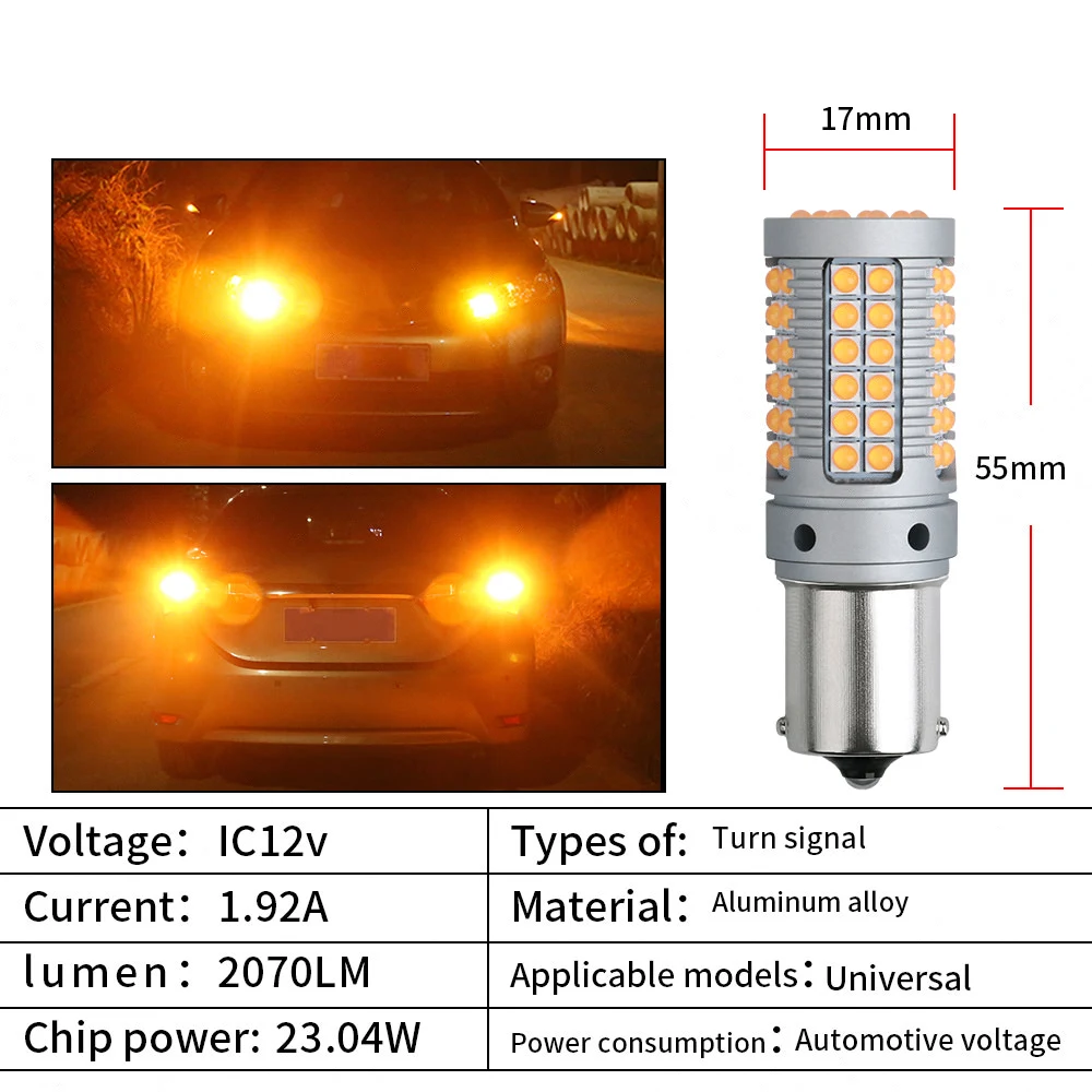 1156 BA15S P21W Canbus No Error 1157 BAY15D P21/5W 7440 W21W WY21W T20 7443 W21/5 White Dual Color Led Car DRL Turn Siganl Light