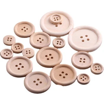 15/20/25/30mm 4-Holes Nature Color Wooden Buttons For Craft Round Sewing Button Scrapbook DIY Home Decoration Accessories