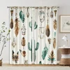 2pcs, Popular Curtain Panels 2D print Cactus and feathers Machine Washable Fabric (without rod) Thermal Insulation, and Room 2