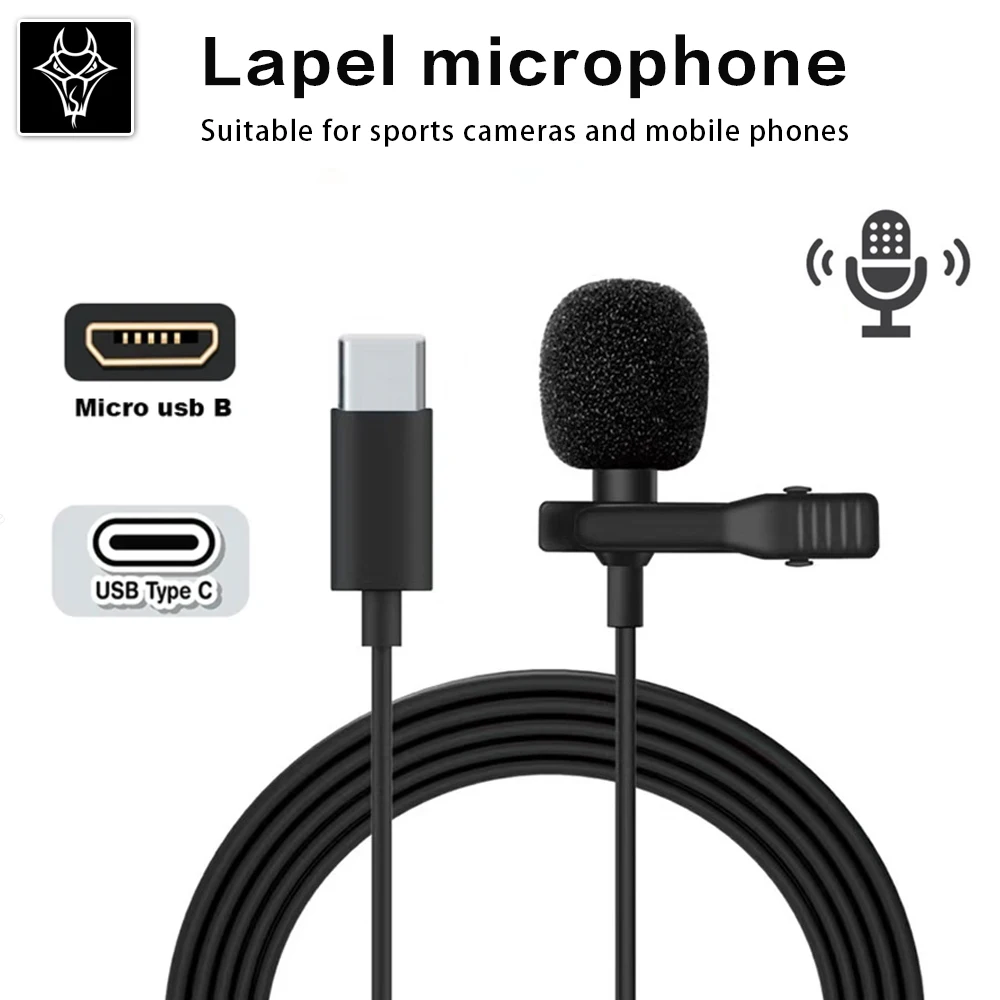 CERASTES 고충실도 외부 마이크 스포츠 카메라 액션 카메라 유형-c 마이크로 USB 커넥터 케이블 길이 1.5M