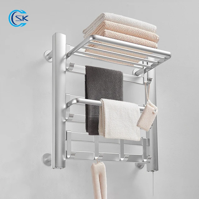 Calentador de toallas eléctrico para el baño, estante de toalla con  calefacción, secador de toallas eléctrico para el hogar inteligente -  AliExpress