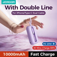 Joyroom 미니 보조배터리 고속 충전 보조베터리, 아이폰 케이블 10000mAh PD QC3.0 충전기, 삼성 샤오미, 22.5W