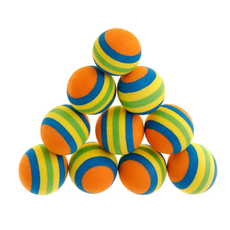 10Pcs Colorful Cat Toy Ball Interactive Cat Toys Play Chewing Rattle Scratch Natural Foam Ball Training Pet Supplies