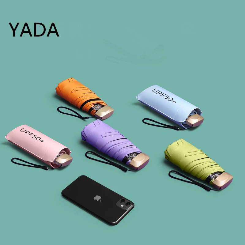 

YADA 6 Ribs Phone Size Mini Sunshade Umbrella Rain Women UV Protection 5 Fold Umbrellas Portable Travel Pocket Parasol YD220029