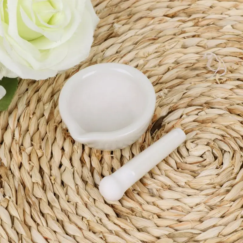 51BD Porcelain Mortar and Pestle Guacamole Spice Salads Nonporous Dishwasher Safe for Home Kitchen Cooking Helper Gadget