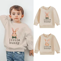 FOCUSNORM 0-5Y Little Kids Girls Boys Easter Sweatshirts T Shirts Letter Rabbit Print Crew Neck Long Sleeve Pullovers Spring Top 1
