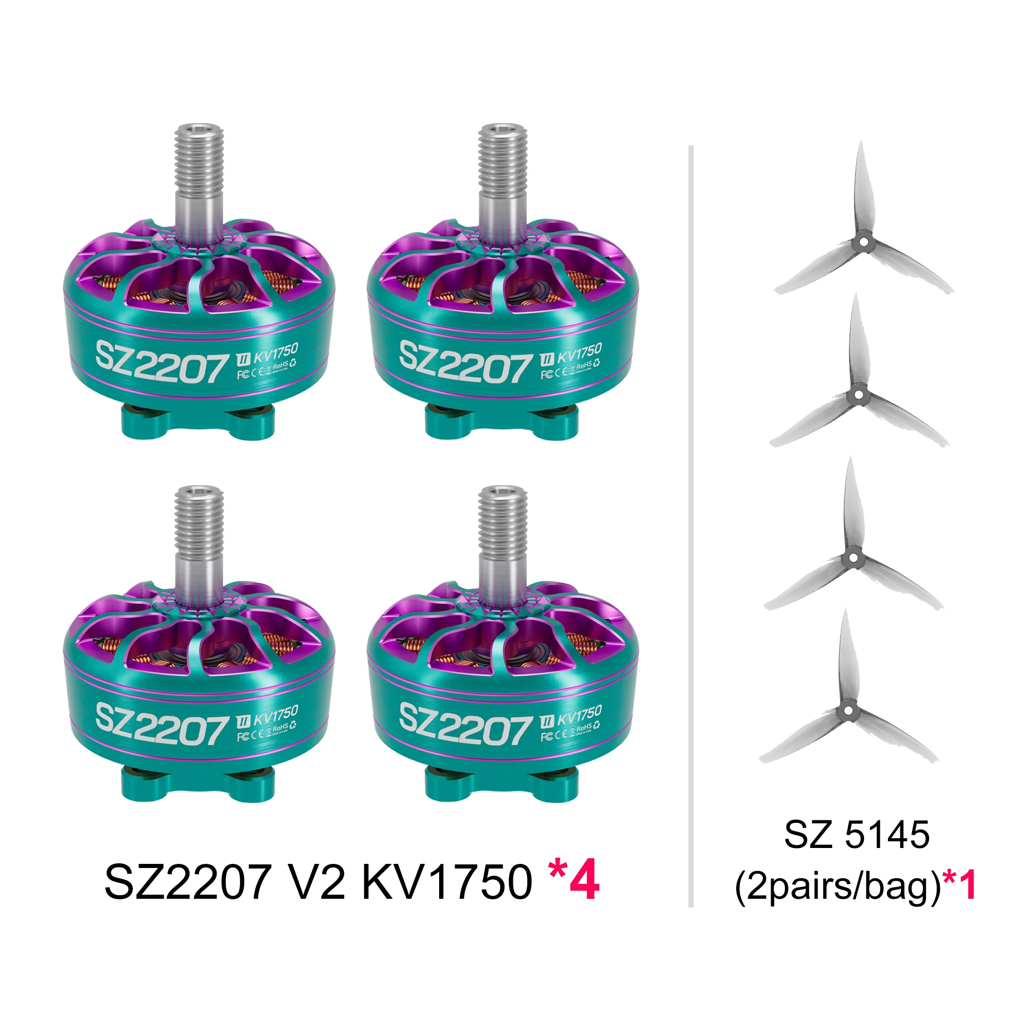 MEPS 4pcs SZ2207 V2 FPV Motors & 4pcs SZ5145 Propellers Bundle 3