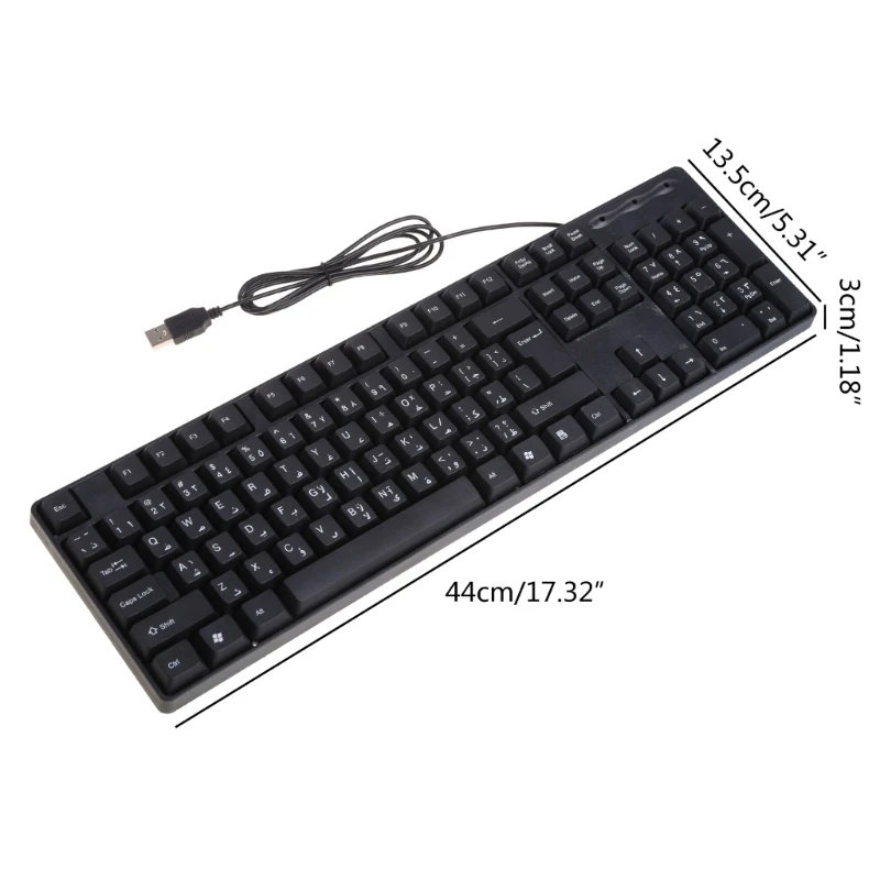 USB Wired Arabic English Keyboard Ultra Slim Full Size Keyboard for Computer Drop Shipping