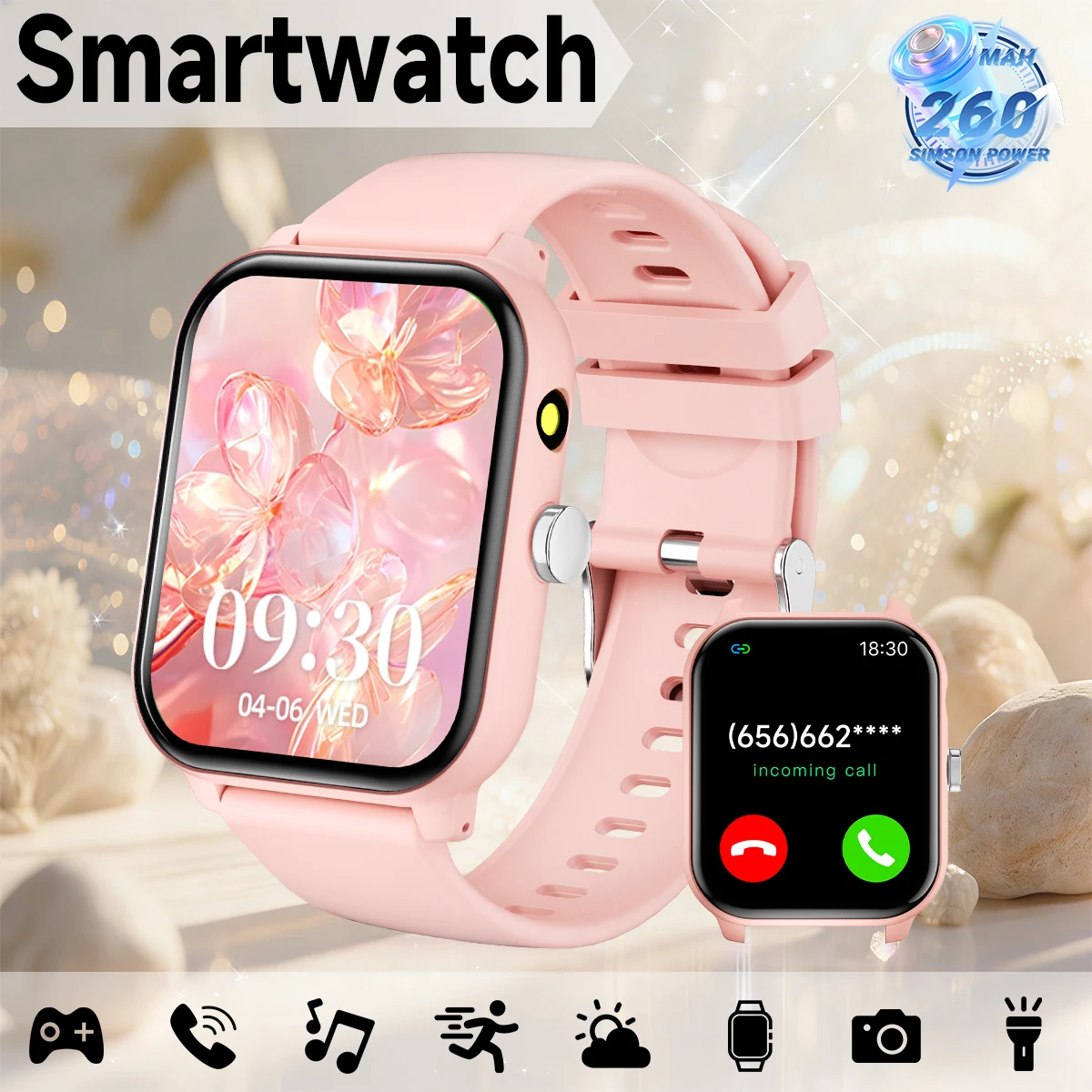 2026 New 1.83-inch Screen Smartwatch With Wireless Call, Rich Watch Dial, Music Player, Message Push, Flashlight, Smart_voghion.com
