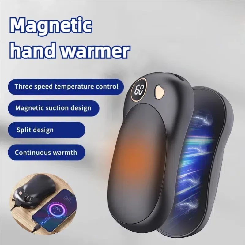 Portable Hand Warmer 2Pack Magnetic Rechargeable With 3 Heat Settings Digital Display Stylish For Winter Outdoor/Skiing/HIiking