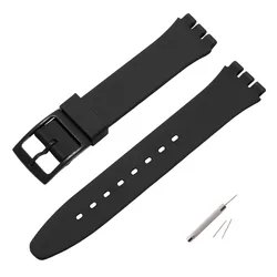 Vibrant Silicone Sports Watch Band Replacement - Rubber Strap - 16mm (Black)