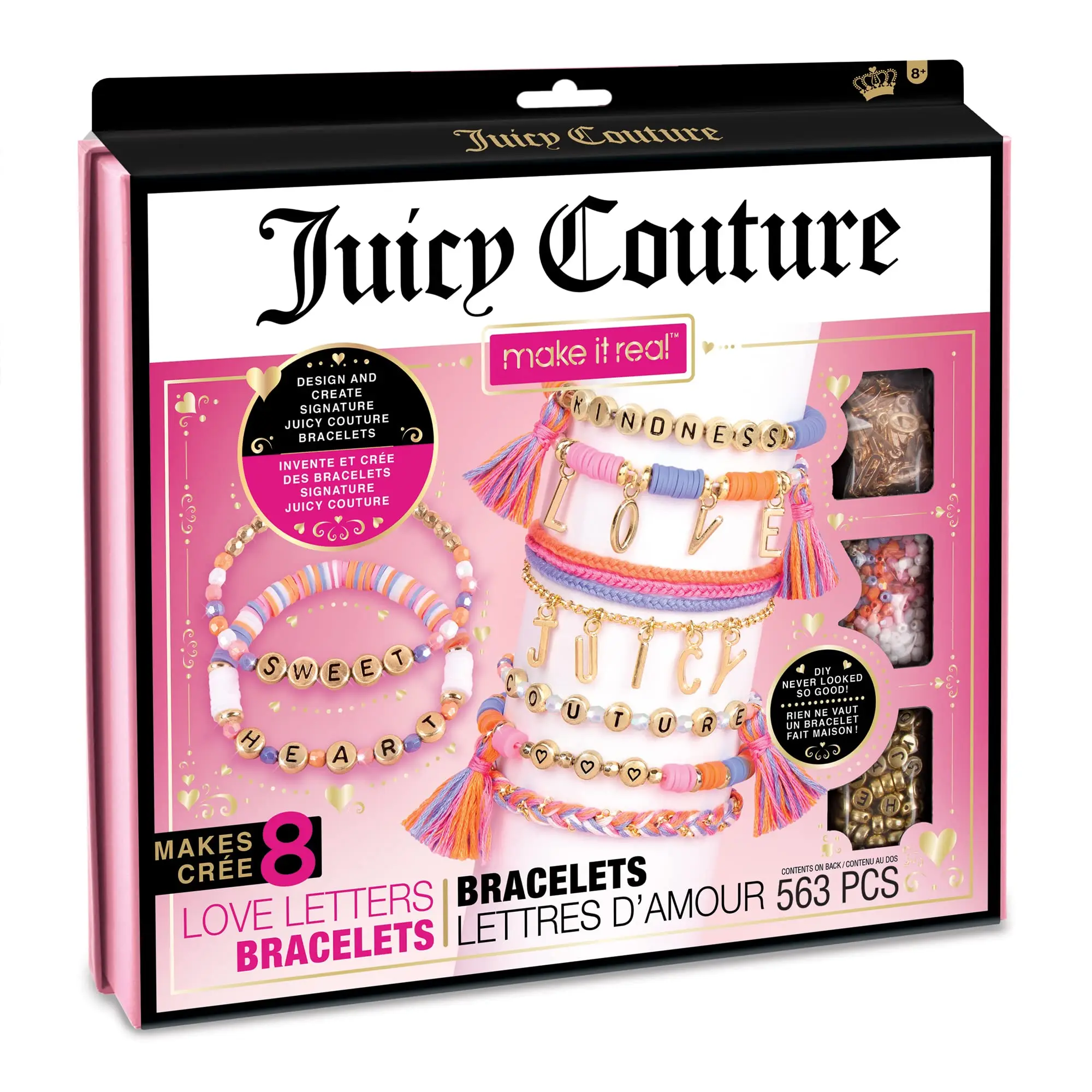 thumbnail image 1 of Juego de pulseras con letras de amor de Make It Real Juicy Couture, juego de pulseras con dijes para manualidades, juguetes coleccionables para niñas, regalo para niños, 1 of 5