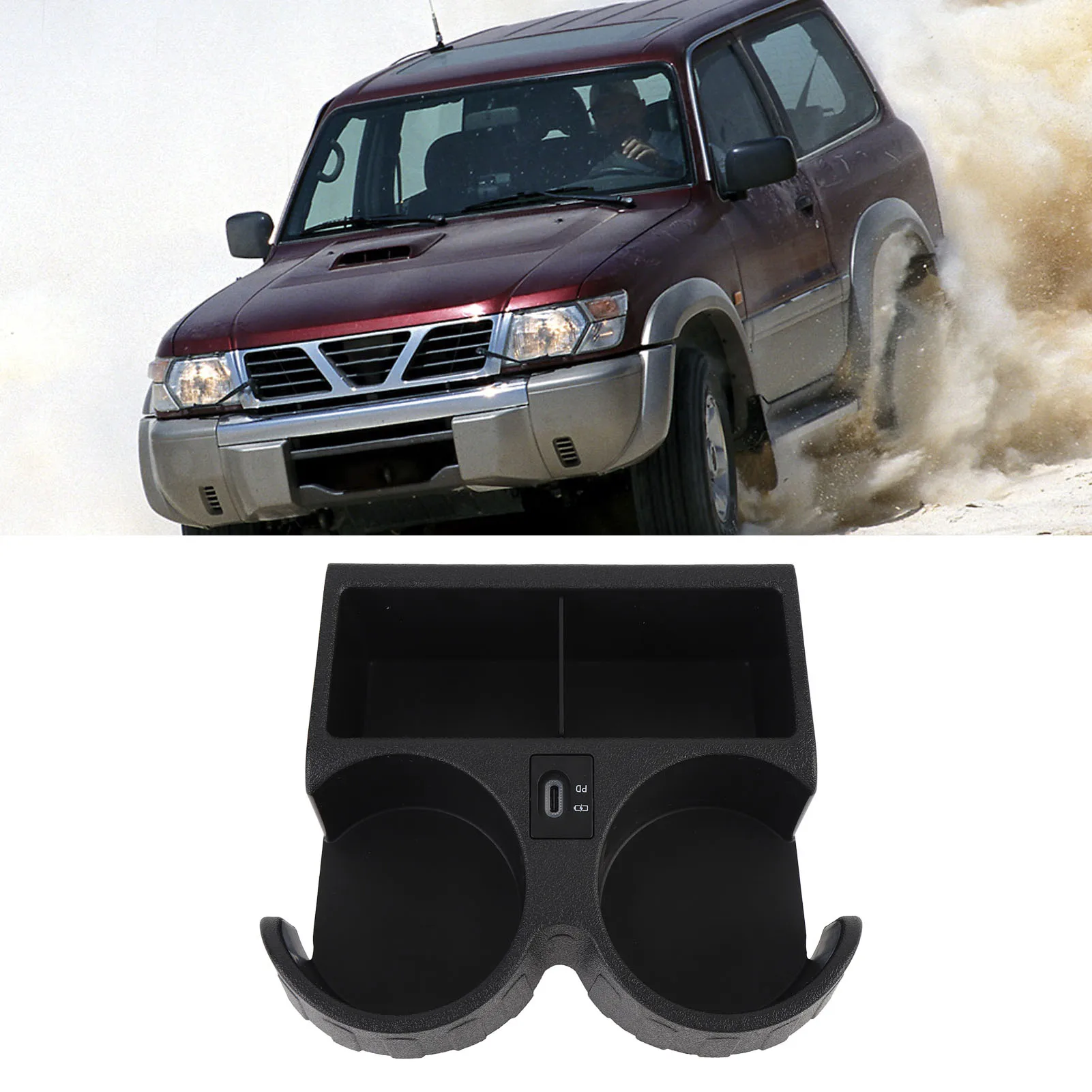 Car Cup Bottle Holder Car Cup Holder with Type C Connector Easy Access Stable Holding FYE727069 Replacement for Y61 1997 to 2023