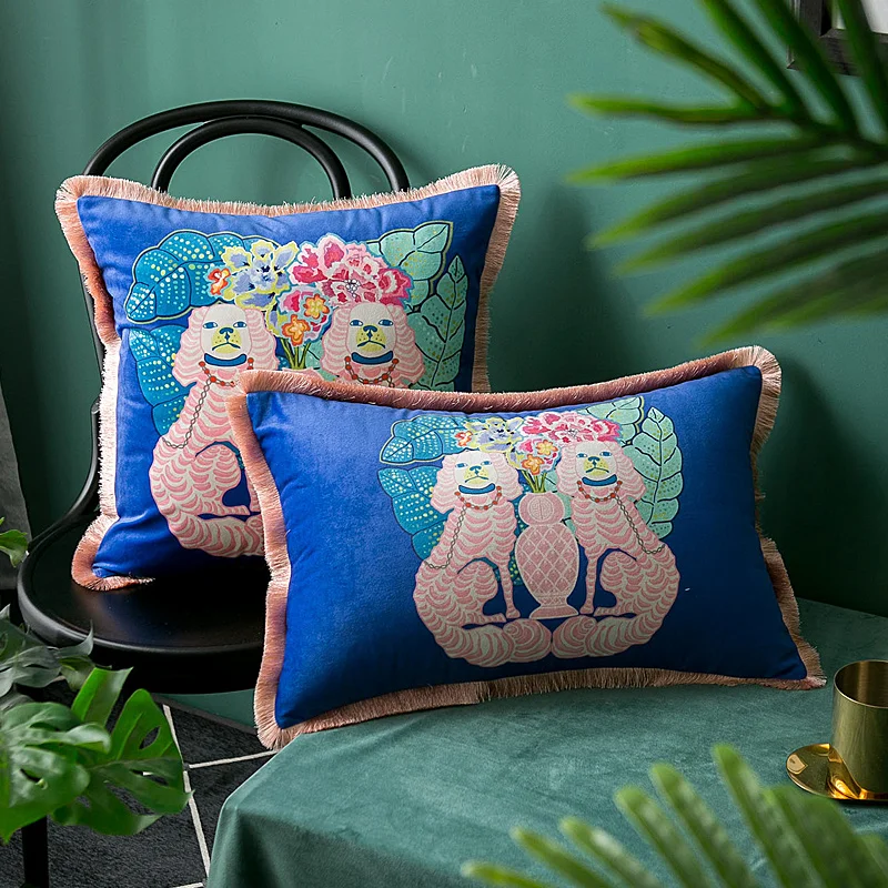 Luxury Retro Tassel Animal Collection Velvet Cushion Cover Decorative Pillow Art Home House High Level Sofa Chair Decor