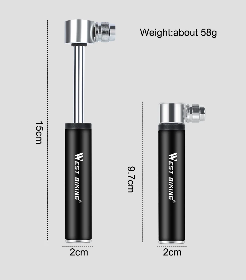 Description Picture 4 of itemWEST BIKING Portable MTB Bike Pump 100Psi Mini Cycling Tire Inflator Hand Air Pump Bike Accessories Mountain Road Bicycle Pump