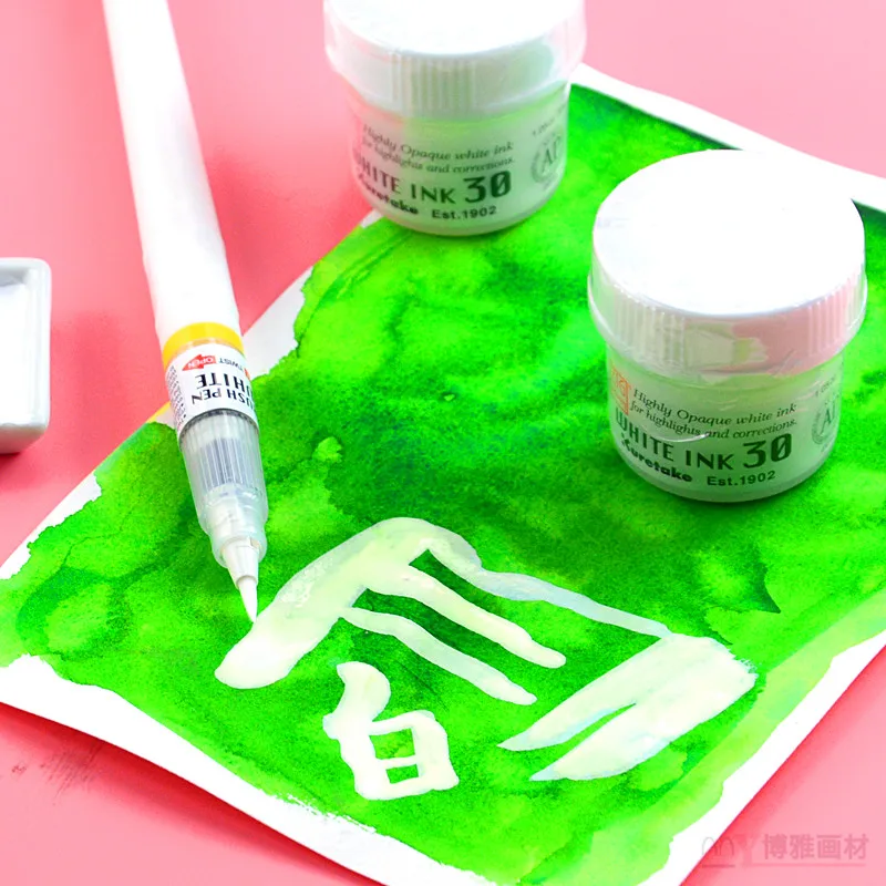 ZIG white opaque ink Kuretake paint for highlights and corrections 30ml Japan fountain pen ink,calligraphy ink