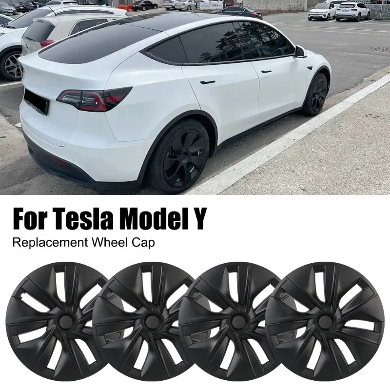 Car Wheel Hub Cap 19 Inch Full Cover Hubcap Carbon Fiber Decorative Full Rim Cover Accessories for Tesla Model Y